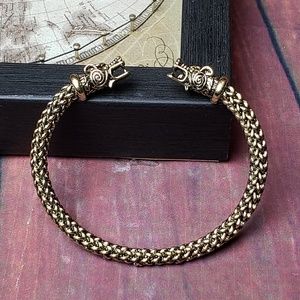 Viking Gold Fenrir Wolf Sacred Arm Ring Bracelet